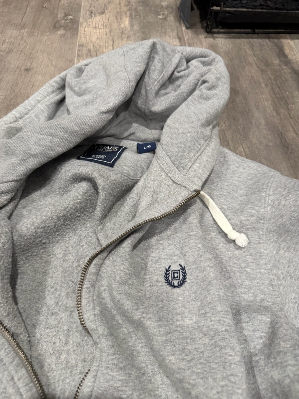 Chaps (Ralph Lauren) Men’s Gray Zip-Up Hoodie with Embroidered Crest
